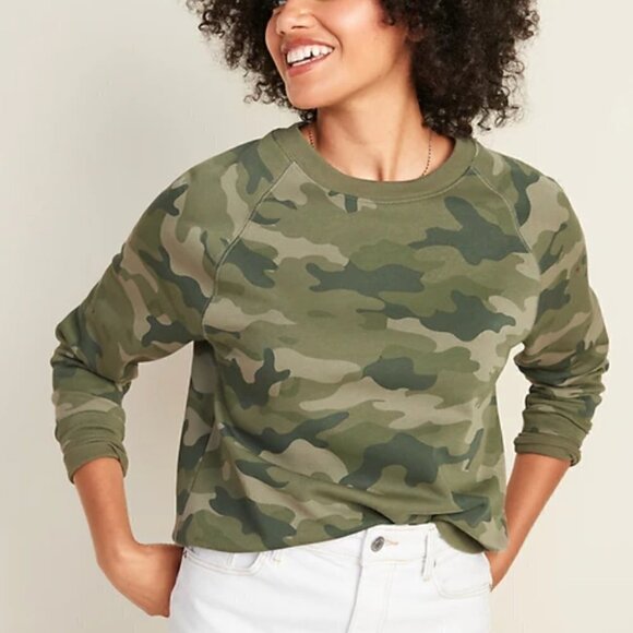 Old Navy Tops - Old Navy Vintage Crew-Neck Sweatshirt Green Camo